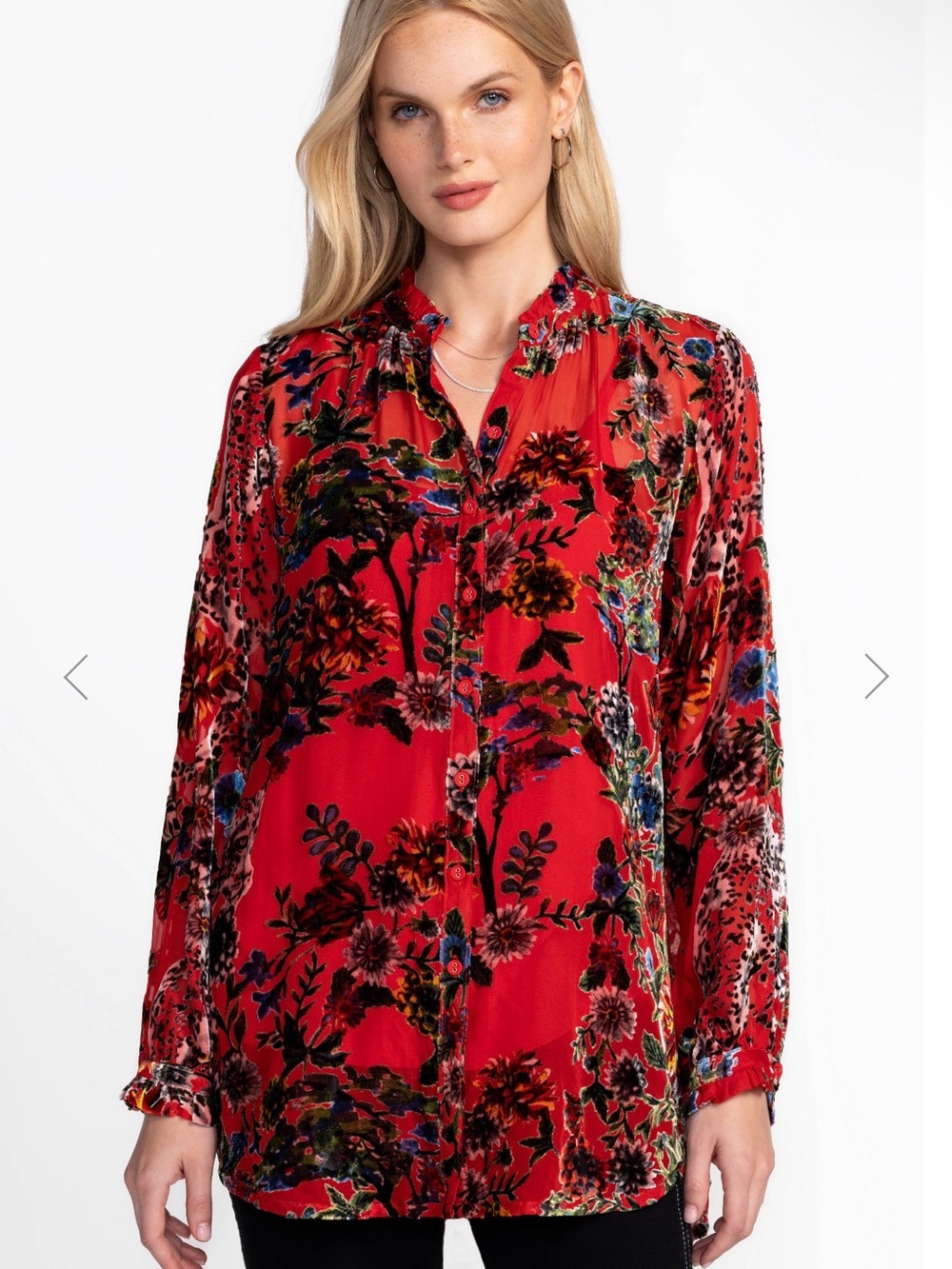 Johnny Was Yoella Burnout Tunic XL Silk Blend Floral